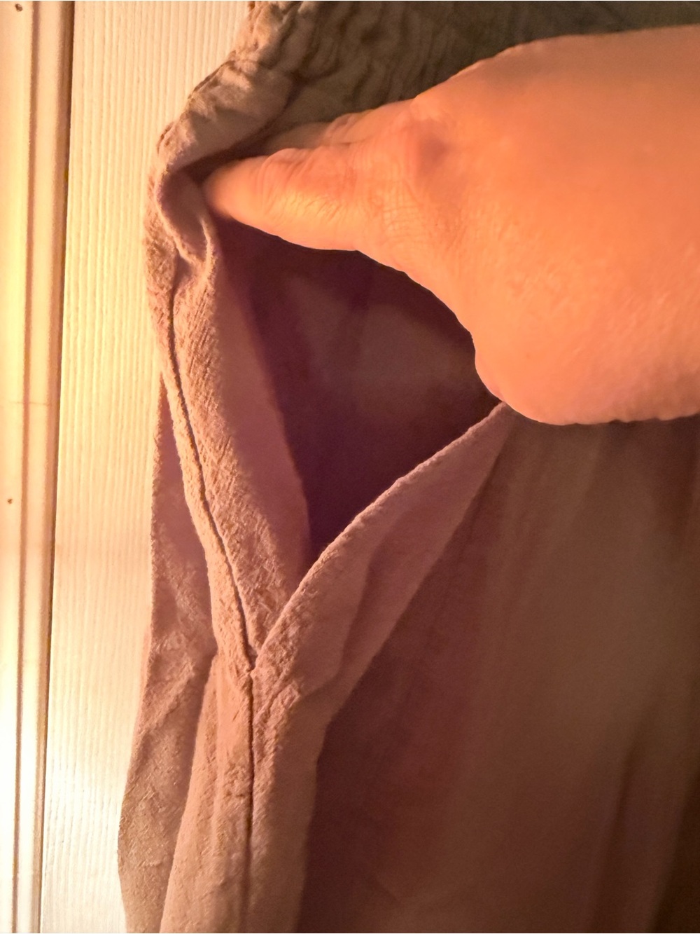 Wide Leg Tiered Palazzo Pants in Olive Green, smocked waistline - Picture 3 of 7